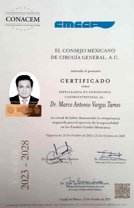 certificado consejop endoscopia dr vargas